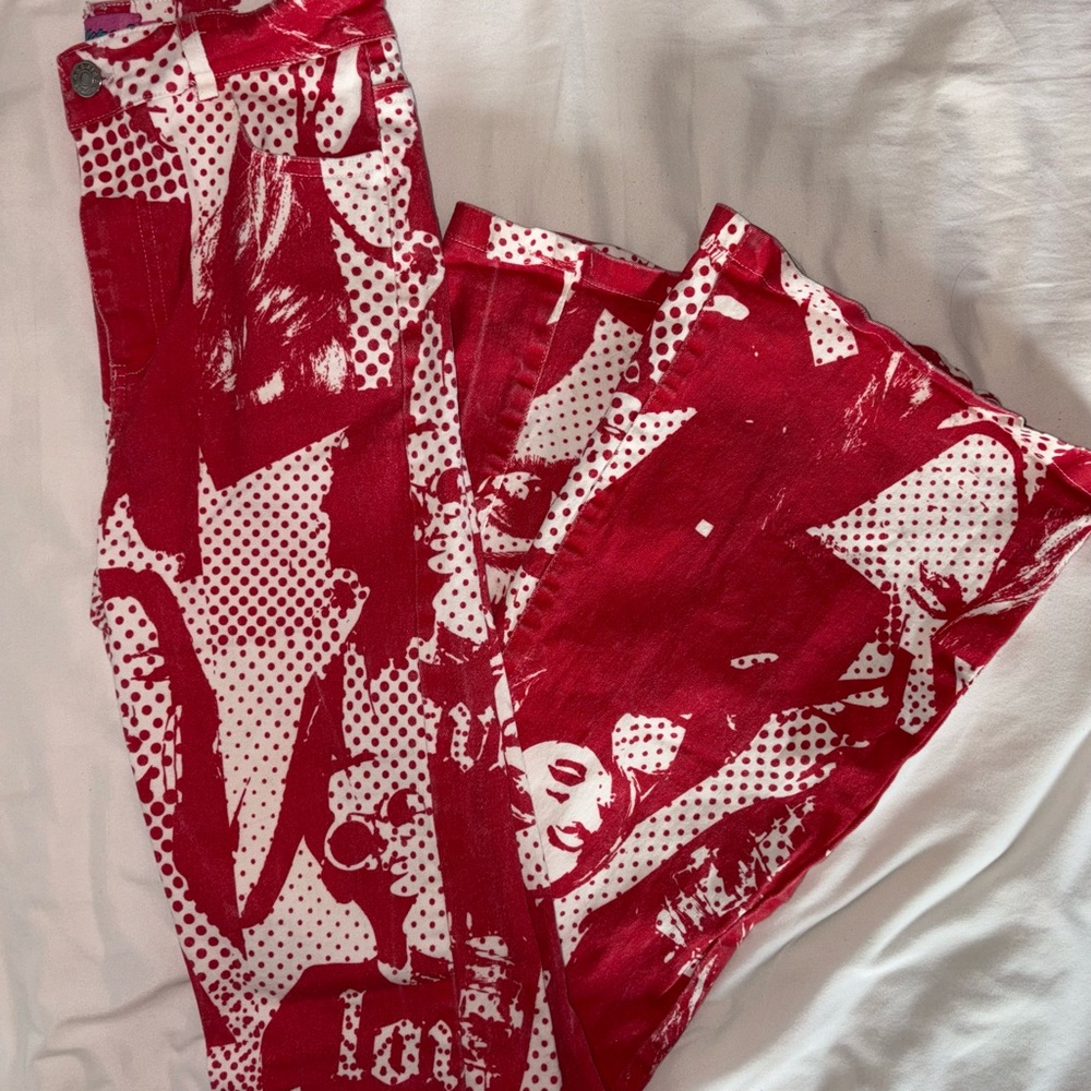 Edikted Red Graphic Pants
